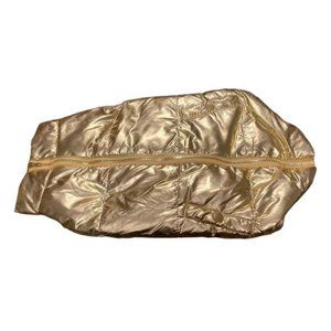 FabDog Metallic Gold Faux Vegan Fur Lining Luxury Puffer Puppy Dog Coat 18” Long
